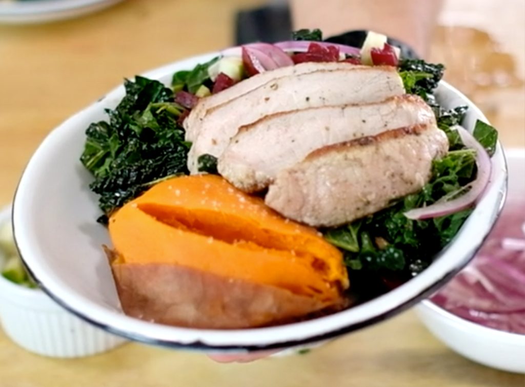 Cast Iron Pork & Slow Roasted Sweet Potato